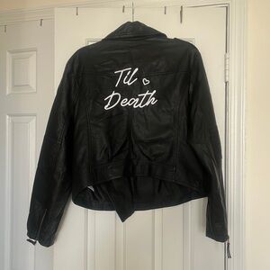 'Til Death' Vegan Leather Moto Jacket | bridal, bachelorette, bride